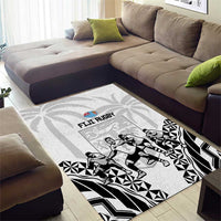 Fiji Tapa Rugby Area Rug Cibi Dance With Fijian Pattern