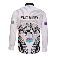 New Zealand And Fiji Tapa Rugby Long Sleeve Button Shirt Haka Dance Mix Cibi Dance Together