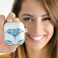 New Zealand Manta Ray Tattoo AirPods Case Aotearoa Maori Haehae Paua Shell LT14 White - Polynesian Pride