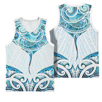New Zealand Manta Ray Tattoo Basketball Jersey Aotearoa Maori Haehae Paua Shell - Polynesian Pride