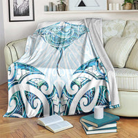 New Zealand Manta Ray Tattoo Blanket Aotearoa Maori Haehae Paua Shell - Polynesian Pride