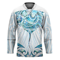 New Zealand Manta Ray Tattoo Hockey Jersey Aotearoa Maori Haehae Paua Shell LT14 Unisex White - Polynesian Pride