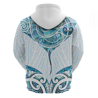New Zealand Manta Ray Tattoo Hoodie Aotearoa Maori Haehae Paua Shell - Polynesian Pride