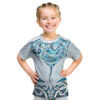 New Zealand Manta Ray Tattoo Kid T Shirt Aotearoa Maori Haehae Paua Shell - Polynesian Pride