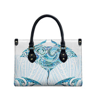 New Zealand Manta Ray Tattoo Leather Bag Aotearoa Maori Haehae Paua Shell - Polynesian Pride