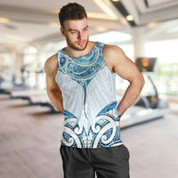 New Zealand Manta Ray Tattoo Men Tank Top Aotearoa Maori Haehae Paua Shell LT14 White - Polynesian Pride