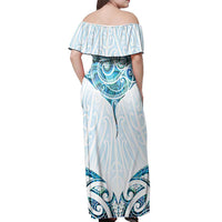 New Zealand Manta Ray Tattoo Off Shoulder Maxi Dress Aotearoa Maori Haehae Paua Shell - Polynesian Pride