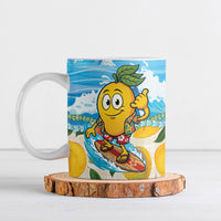 Aloha Hawaii Summer Ceramic Mug Hawaiian Lei Surfing Mango Palaka Motifs