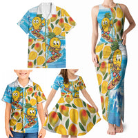 Aloha Hawaii Summer Family Matching Tank Maxi Dress and Hawaiian Shirt Hawaiian Lei Surfing Mango Palaka Motifs