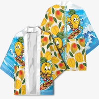 Aloha Hawaii Summer Kimono Hawaiian Lei Surfing Mango Palaka Motifs