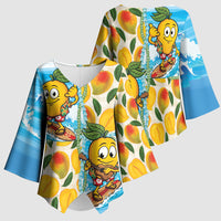 Aloha Hawaii Summer Kimono Sleeve Blouse Hawaiian Lei Surfing Mango Palaka Motifs