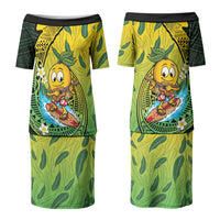 Hawaii Surfing Mango Family Matching Puletasi and Hawaiian Shirt Manako Polynesian Fish Hook