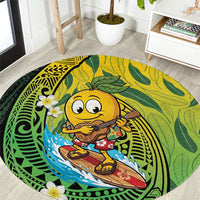Hawaii Surfing Mango Round Carpet Manako Polynesian Fish Hook