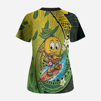 Hawaii Surfing Mango Scrub Top Manako Polynesian Fish Hook