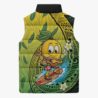 Hawaii Surfing Mango Sleeveless Puffer Jacket Manako Polynesian Fish Hook