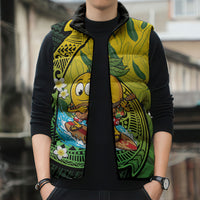 Hawaii Surfing Mango Sleeveless Puffer Jacket Manako Polynesian Fish Hook