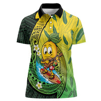 Hawaii Surfing Mango Women Polo Shirt Manako Polynesian Fish Hook