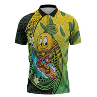 Hawaii Surfing Mango Zipper Polo Shirt Manako Polynesian Fish Hook