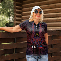 Filipino Barong Tagalog Inspired Personalised Women Polo Shirt Mabuhay Philippines Festival Polynesian Pattern LT14 - Polynesian Pride