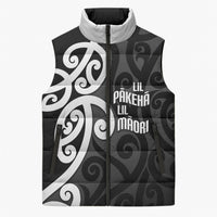 Lil Pakeha Lil Maori New Zealand Sleeveless Puffer Jacket Kiwi Proud Mangopare Pattern LT14 Unisex Black - Polynesian Pride