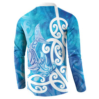 Hammerhead Shark Tattoo New Zealand Button Sweatshirt Maori Galaxy Mangopare Pattern LT14 - Polynesian Pride