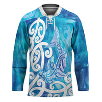 Hammerhead Shark Tattoo New Zealand Hockey Jersey Maori Galaxy Mangopare Pattern LT14 Unisex Turquoise - Polynesian Pride