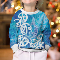 Hammerhead Shark Tattoo New Zealand Kid Ugly Christmas Sweater Maori Galaxy Mangopare Pattern LT14 - Polynesian Pride