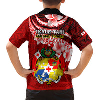 Tonga Rugby Kid Hawaiian Shirt Ikale Tahi Tongan Ngatu Pattern With Dabbing Ball LT14 - Polynesian Pride