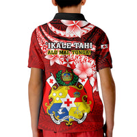 Tonga Rugby Kid Polo Shirt Ikale Tahi Tongan Ngatu Pattern With Dabbing Ball LT14 - Polynesian Pride