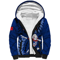 Samoa Rugby Sherpa Hoodie Manu Samoa Ula Fala Dabbing Ball Polynesian Blue Version LT14 Unisex Blue - Polynesian Pride
