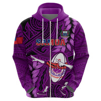 Samoa Rugby Hoodie Manu Samoa Ula Fala Dabbing Ball Polynesian Purple Version LT14 - Polynesian Pride