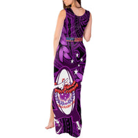 Samoa Rugby Tank Maxi Dress Manu Samoa Ula Fala Dabbing Ball Polynesian Purple Version LT14 - Polynesian Pride