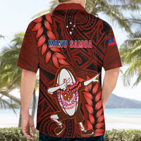 Samoa Rugby Hawaiian Shirt Manu Samoa Ula Fala Dabbing Ball Polynesian Red Version LT14 - Polynesian Pride