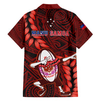 Samoa Rugby Kid Hawaiian Shirt Manu Samoa Ula Fala Dabbing Ball Polynesian Red Version LT14 - Polynesian Pride