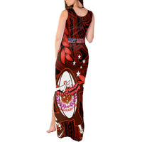 Samoa Rugby Tank Maxi Dress Manu Samoa Ula Fala Dabbing Ball Polynesian Red Version LT14 - Polynesian Pride