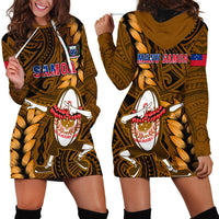 Samoa Rugby Hoodie Dress Manu Samoa Ula Fala Dabbing Ball Polynesian Gold Version LT14 - Polynesian Pride