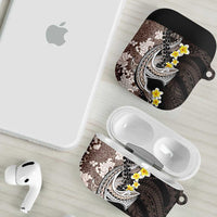 Brown and Black Hawaii Shark Tattoo AirPods Case Puakenikeni Lei Plumeria Polynesian Pattern LT14 - Polynesian Pride