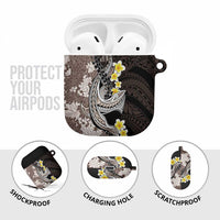 Brown and Black Hawaii Shark Tattoo AirPods Case Puakenikeni Lei Plumeria Polynesian Pattern LT14 - Polynesian Pride