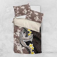 Brown and Black Hawaii Shark Tattoo Bedding Set Puakenikeni Lei Plumeria Polynesian Pattern - Polynesian Pride