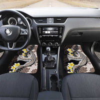 Brown and Black Hawaii Shark Tattoo Car Mats Puakenikeni Lei Plumeria Polynesian Pattern - Polynesian Pride