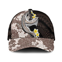 Brown and Black Hawaii Shark Tattoo Classic Cap Puakenikeni Lei Plumeria Polynesian Pattern LT14 Universal Fit Black - Polynesian Pride