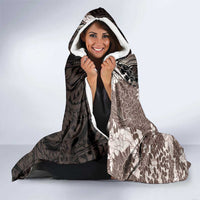 Brown and Black Hawaii Shark Tattoo Hooded Blanket Puakenikeni Lei Plumeria Polynesian Pattern - Polynesian Pride
