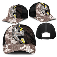 Brown and Black Hawaii Shark Tattoo Mesh Trucker Cap Puakenikeni Lei Plumeria Polynesian Pattern LT14 - Polynesian Pride