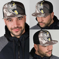 Brown and Black Hawaii Shark Tattoo Mesh Trucker Cap Puakenikeni Lei Plumeria Polynesian Pattern LT14 - Polynesian Pride