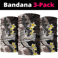 Brown and Black Hawaii Shark Tattoo Neck Gaiter Puakenikeni Lei Plumeria Polynesian Pattern - Polynesian Pride