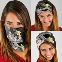 Brown and Black Hawaii Shark Tattoo Neck Gaiter Puakenikeni Lei Plumeria Polynesian Pattern - Polynesian Pride