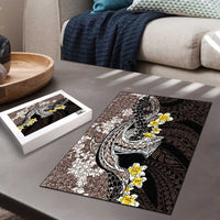 Brown and Black Hawaii Shark Tattoo Puzzle Puakenikeni Lei Plumeria Polynesian Pattern - Polynesian Pride