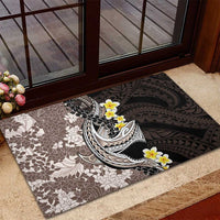 Brown and Black Hawaii Shark Tattoo Rubber Doormat Puakenikeni Lei Plumeria Polynesian Pattern LT14 - Polynesian Pride