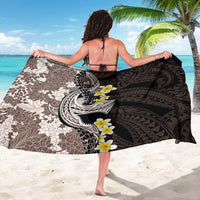 Brown and Black Hawaii Shark Tattoo Sarong Puakenikeni Lei Plumeria Polynesian Pattern - Polynesian Pride