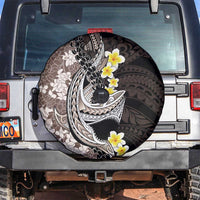 Brown and Black Hawaii Shark Tattoo Spare Tire Cover Puakenikeni Lei Plumeria Polynesian Pattern - Polynesian Pride
